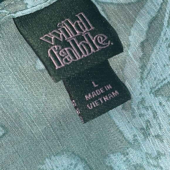 Wild Fable Women's Ruffle Duster Jacket Aqua Green Floral Size L - Picture 15 of 16